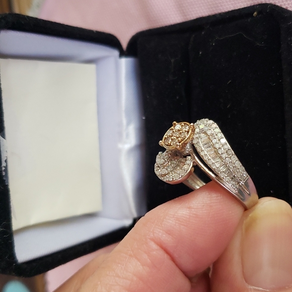 Champagne diamond and diamond ring - Picture 3 of 7